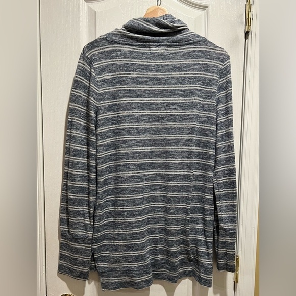 Olive and Oak Striped Sweater Cowl Neck Women's medium Blue White Long Sleeve - Picture 2 of 5